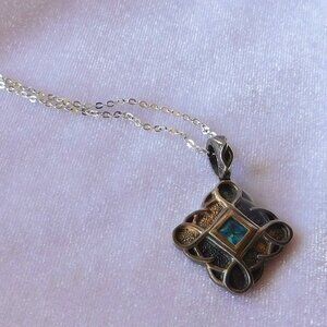 Ladies Genuine Topaz Sterling Silver Necklace